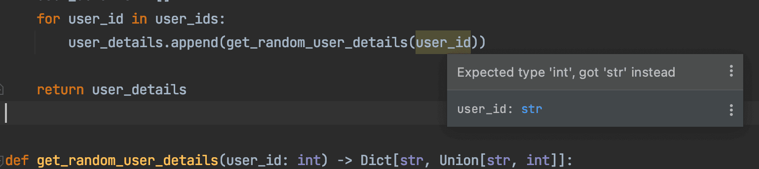 IDE warning