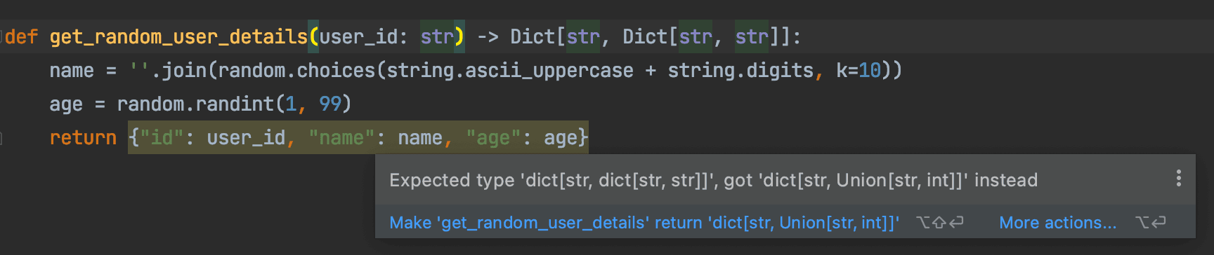IDE warning